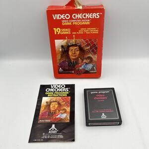 Atari 2600 Video Checkers 19 Games CX2636 with Box and Manual Vintage Video Game